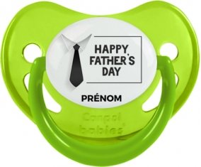 Happy father's day style 3 + prénom : Sucette Vert phosphorescente embout physiologique