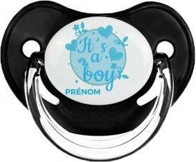 It's a boy + prénom : Sucette Noir classique embout physiologique