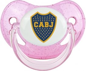 Club Atlético Boca Juniors : Sucette Rose à paillette embout physiologique