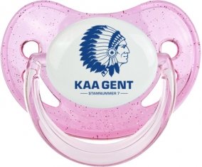 KAA Gent : Sucette Rose à paillette embout physiologique