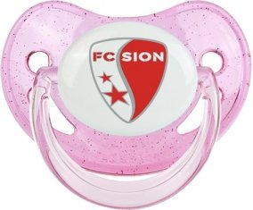 FC Sion : Sucette Rose à paillette embout physiologique