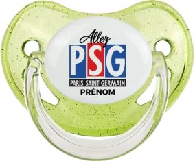 Allez Paris saint-germain + prénom : Sucette Vert à paillette embout physiologique