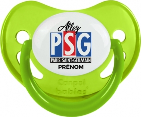 Allez Paris saint-germain + prénom : Sucette Vert phosphorescente embout physiologique