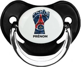 Force Paris saint-germain + prénom : Sucette Noir classique embout physiologique