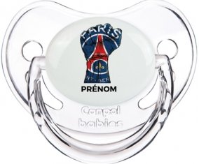 Force Paris saint-germain + prénom : Sucette Transparent classique embout physiologique