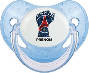 Force Paris saint-germain + prénom : Sucette Bleue à paillette embout physiologique