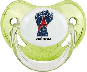 Force Paris saint-germain + prénom : Sucette Vert à paillette embout physiologique