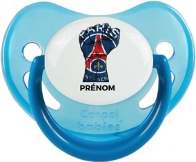 Force Paris saint-germain + prénom : Sucette Bleue phosphorescente embout physiologique