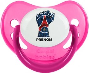 Force Paris saint-germain + prénom : Sucette Rose phosphorescente embout physiologique