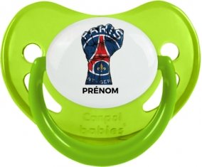 Force Paris saint-germain + prénom : Sucette Vert phosphorescente embout physiologique