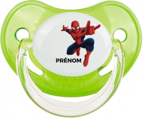 Spiderman + prénom : Sucette Vert classique embout physiologique