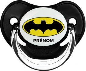 Batman + prénom : Sucette Noir classique embout physiologique