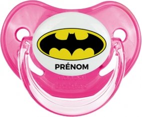 Batman + prénom : Sucette Rose classique embout physiologique