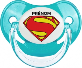 Superman + prénom : Sucette Bleue classique embout physiologique