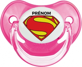 Superman + prénom : Sucette Rose classique embout physiologique