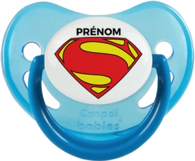 Superman + prénom : Sucette Bleue phosphorescente embout physiologique