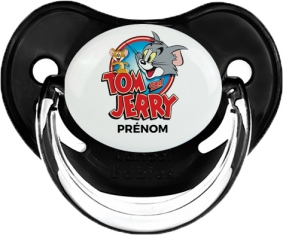 Tom & Jerry + prénom : Sucette Noir classique embout physiologique