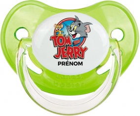 Tom & Jerry + prénom : Sucette Vert classique embout physiologique