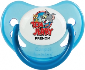 Tom & Jerry + prénom : Sucette Bleue phosphorescente embout physiologique