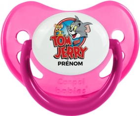 Tom & Jerry + prénom : Sucette Rose phosphorescente embout physiologique