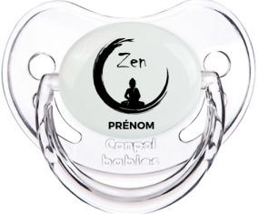 Zen méditation + prénom : Sucette Transparent classique embout physiologique