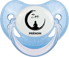 Zen méditation + prénom : Sucette Bleue à paillette embout physiologique