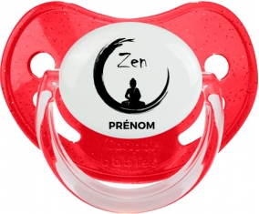 Zen méditation + prénom : Sucette Rouge à paillette embout physiologique