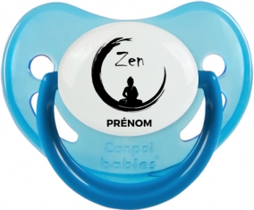 Zen méditation + prénom : Sucette Bleue phosphorescente embout physiologique