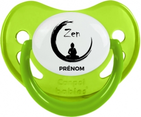 Zen méditation + prénom : Sucette Vert phosphorescente embout physiologique