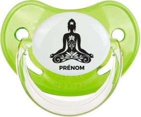 Bouddah méditation style 2 + prénom : Sucette Vert classique embout physiologique