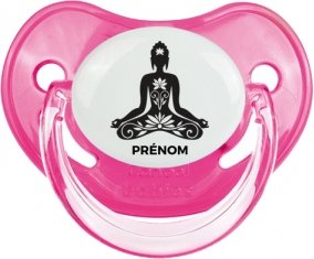 Bouddah méditation style 2 + prénom : Sucette Rose classique embout physiologique