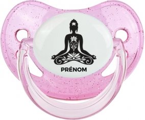 Bouddah méditation style 2 + prénom : Sucette Rose à paillette embout physiologique