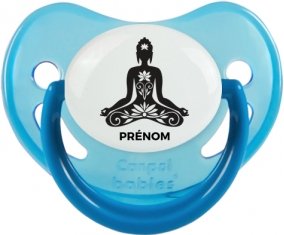 Bouddah méditation style 2 + prénom : Sucette Bleue phosphorescente embout physiologique