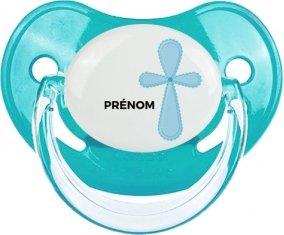 It's a boy croix bleue + prénom : Sucette Physiologique personnalisée