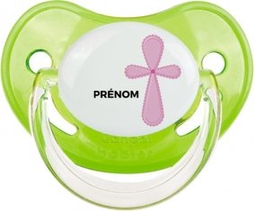 It's a boy croix bleue + prénom : Sucette Vert classique embout physiologique