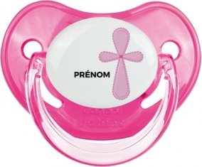 It's a boy croix bleue + prénom : Sucette Rose classique embout physiologique