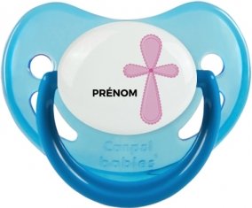It's a boy croix bleue + prénom : Sucette Bleue phosphorescente embout physiologique