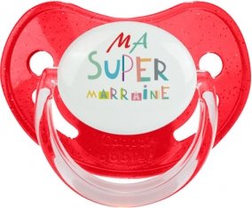 Ma super marraine : Sucette Rouge à paillette embout physiologique