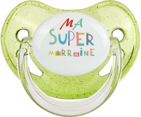 Ma super marraine : Sucette Vert à paillette embout physiologique