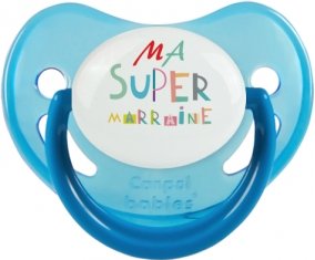 Ma super marraine : Sucette Bleue phosphorescente embout physiologique