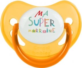 Ma super marraine : Sucette Jaune phosphorescente embout physiologique