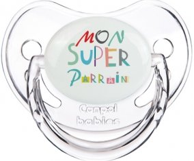 Mon super parrain : Sucette Transparent classique embout physiologique