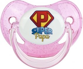 Super Papa : Sucette Rose à paillette embout physiologique