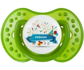 Joyeux anniversaire style 1 + prénom : Tétine LOVI Dynamic personnalisée