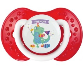 Joyeux anniversaire style 2 + prénom : 0/6 mois - Blanc-rouge classique embout Lovi Dynamic
