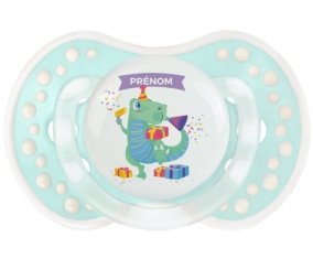 Joyeux anniversaire style 2 + prénom : 0/6 mois - Retro-turquoise-lagon classique embout Lovi Dynamic