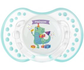 Joyeux anniversaire style 2 + prénom : 0/6 mois - Retro-blanc-lagon classique embout Lovi Dynamic
