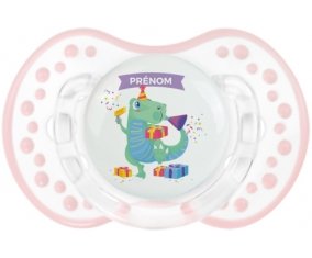 Joyeux anniversaire style 2 + prénom : 0/6 mois - Retro-blanc-rose-tendre classique embout Lovi Dynamic