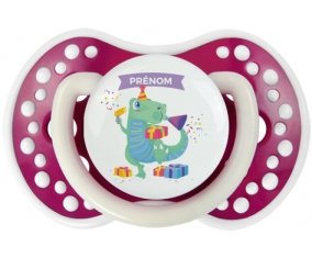 Joyeux anniversaire style 2 + prénom : 0/6 mois - Fuchsia phosphorescente embout Lovi Dynamic