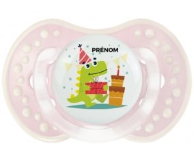 Joyeux anniversaire style 3 + prénom : 0/6 mois - Retro-rose-tendre classique embout Lovi Dynamic